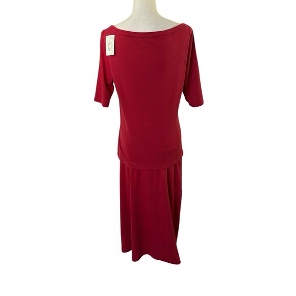 PERUVIAN CONNECTION 2-Piece Skirt & Top Set NWT Sz M Red Pima Cotton Knit - Picture 3 of 9